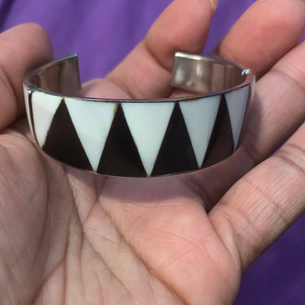 Black and White Geometric Cuff Bracelet